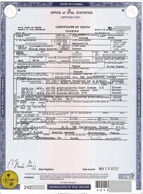 death certificate baltimore city